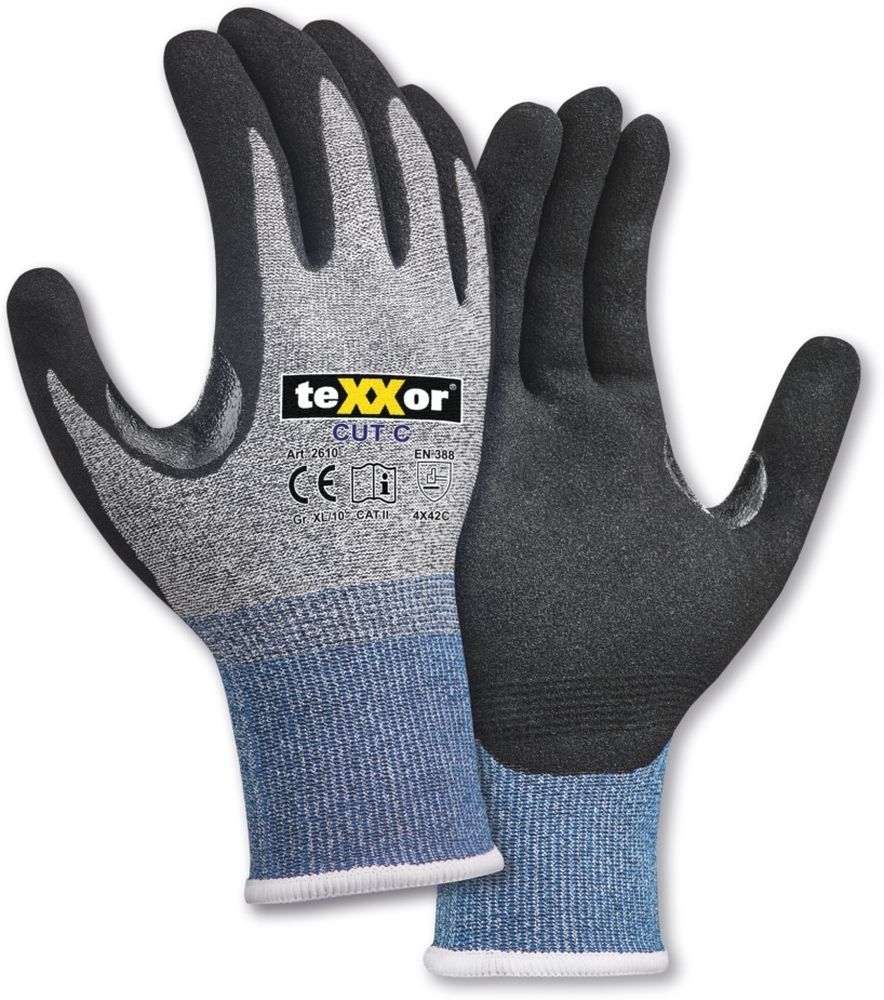 teXXorSchnittschutz-StrickhandschuheCutC12Stck2610Grau-MeliertBlauSchwarz-6