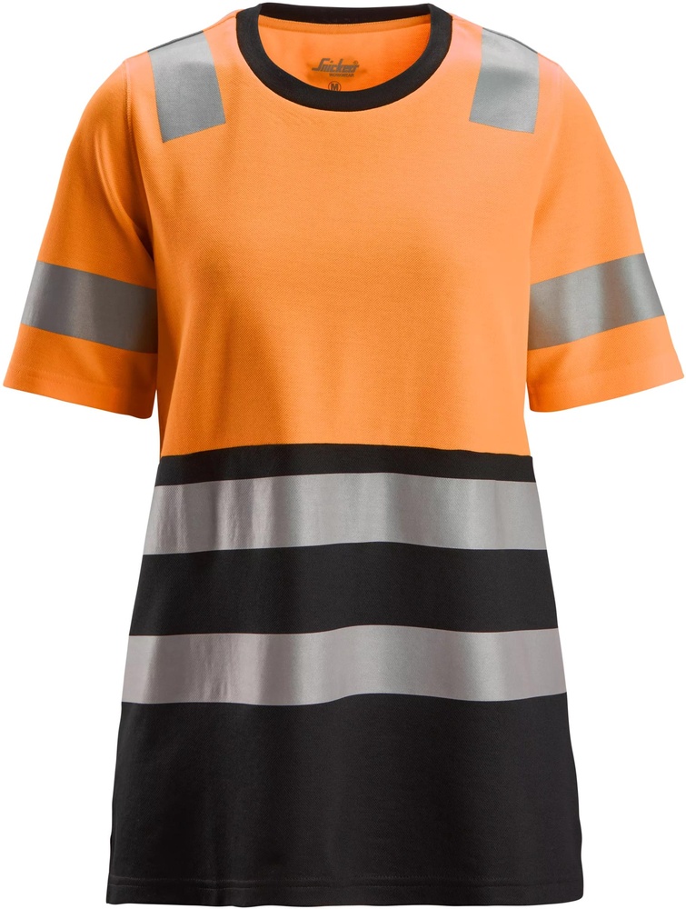 SnickersWorkwearHigh-VisDamenT-ShirtKl12573Hv-Oran-Schw-XS