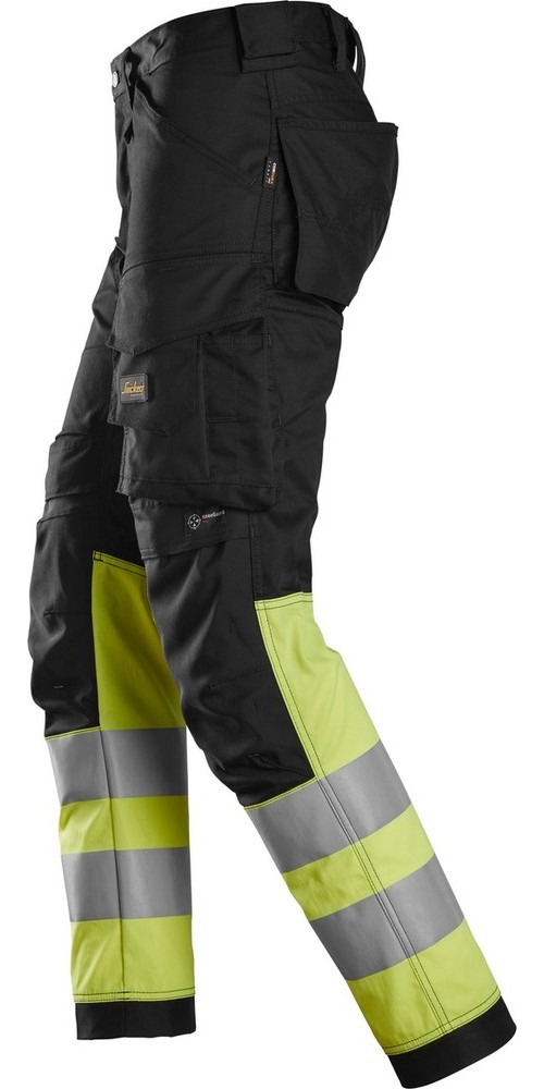 SnickersWorkwearHigh-VisStretchArbeitshoseKlasse1SchwarzHigh-VisGelb