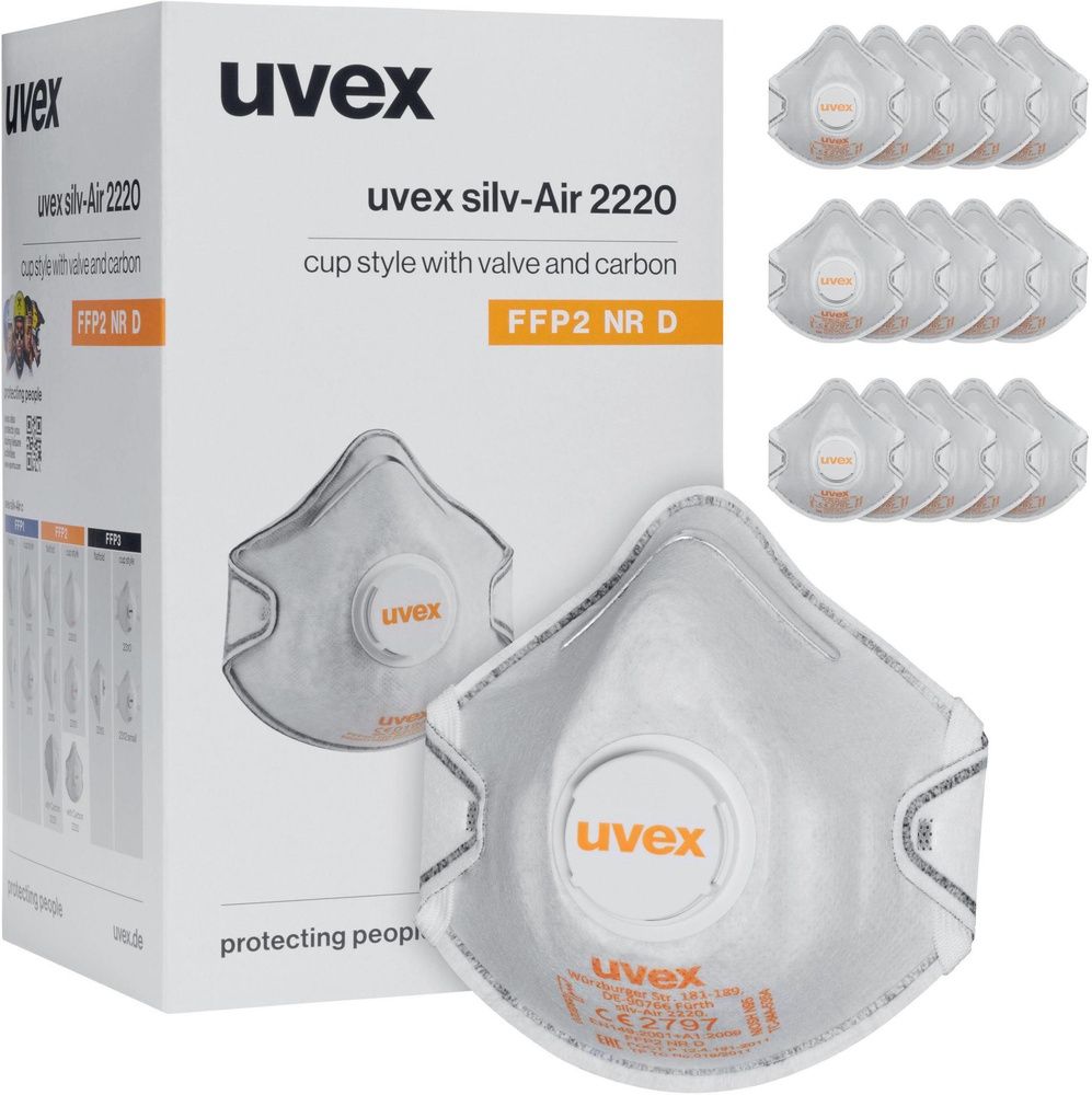 UvexFormmaskeSilv-AirC2220FFP287322Wei15Stck