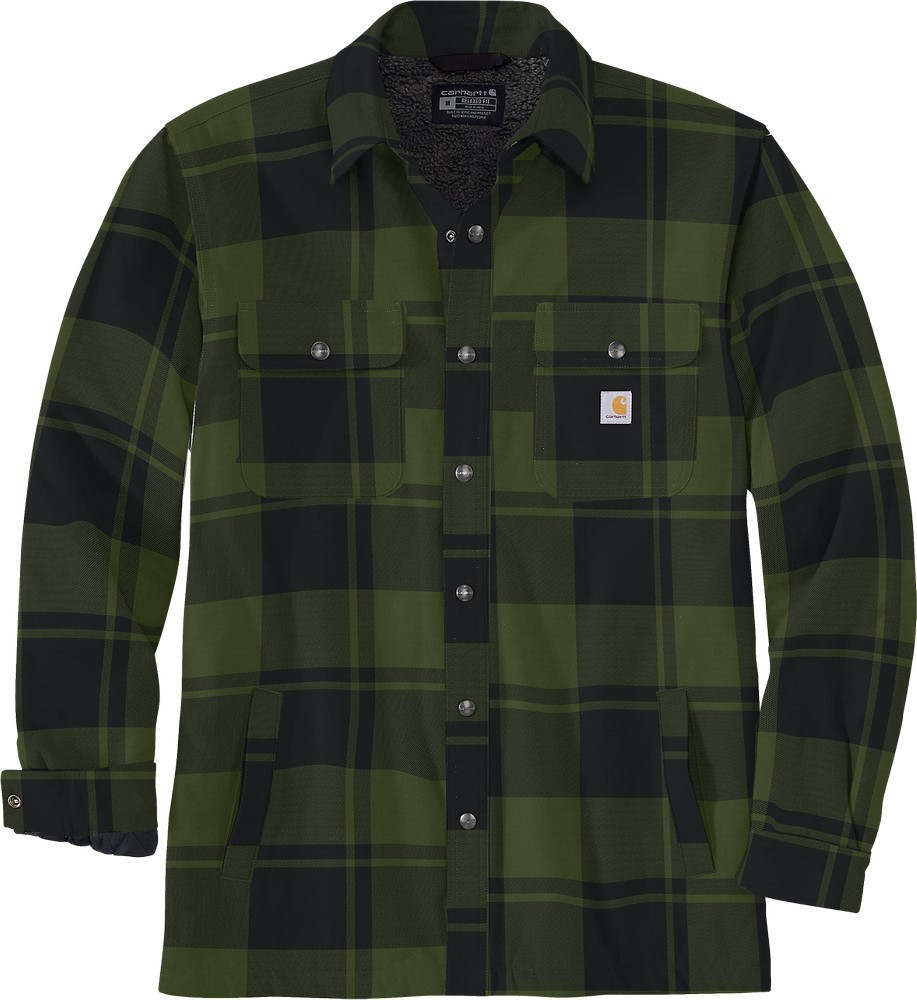 CarharttJackeFlannelSherpa-LinedShirtJacChive