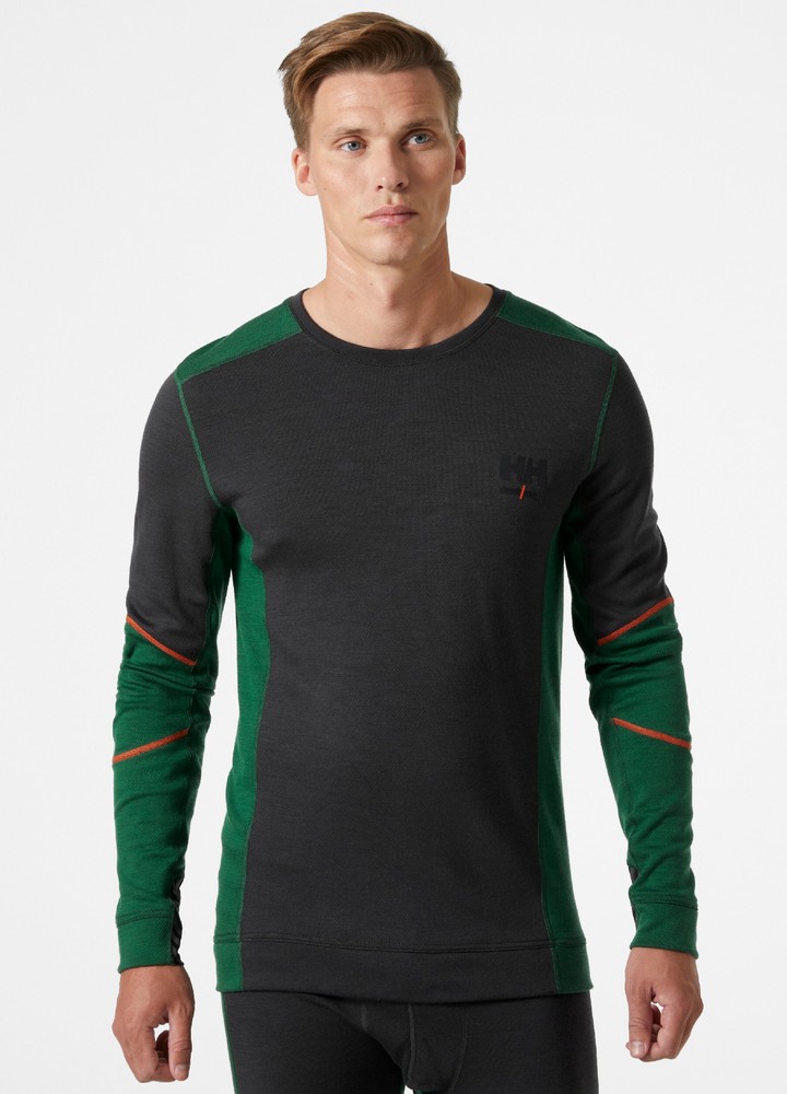 HellyHansenLongsleeveLifaMerinoCrewneckGreenEbony-XS