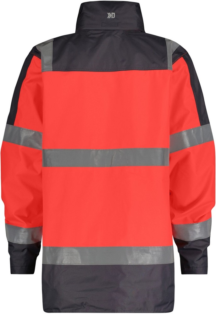 DassyWarnschutzRegenjackeWarnschutzRegen-ParkaAtlantisPES70NeonrotZementgrau-4XL