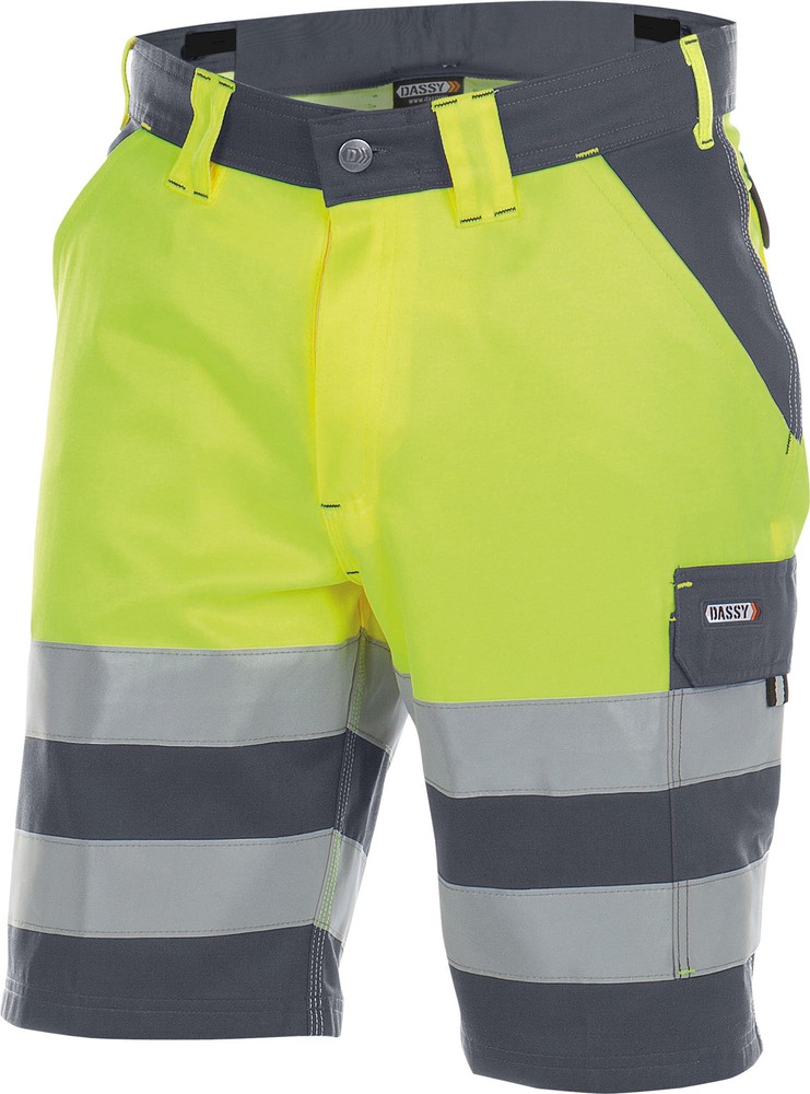 DassyWarnschutz-ShortsVennaPESCO61ZementgrauNeongelb