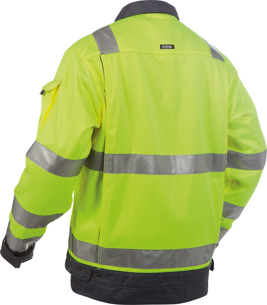DassyWarnschutzArbeitsjackeDusseldorfPESCO70NeongelbZementgrau