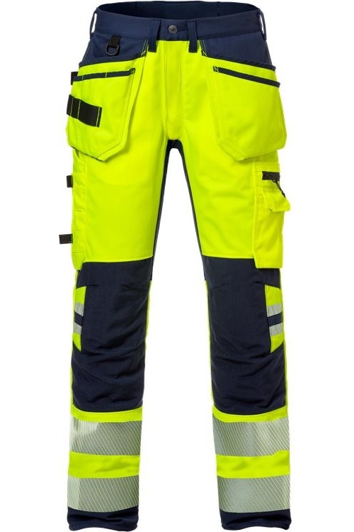 FristadsHighVisHandwerkerStretch-HoseKl22707PLUWarnschutz-GelbMarine
