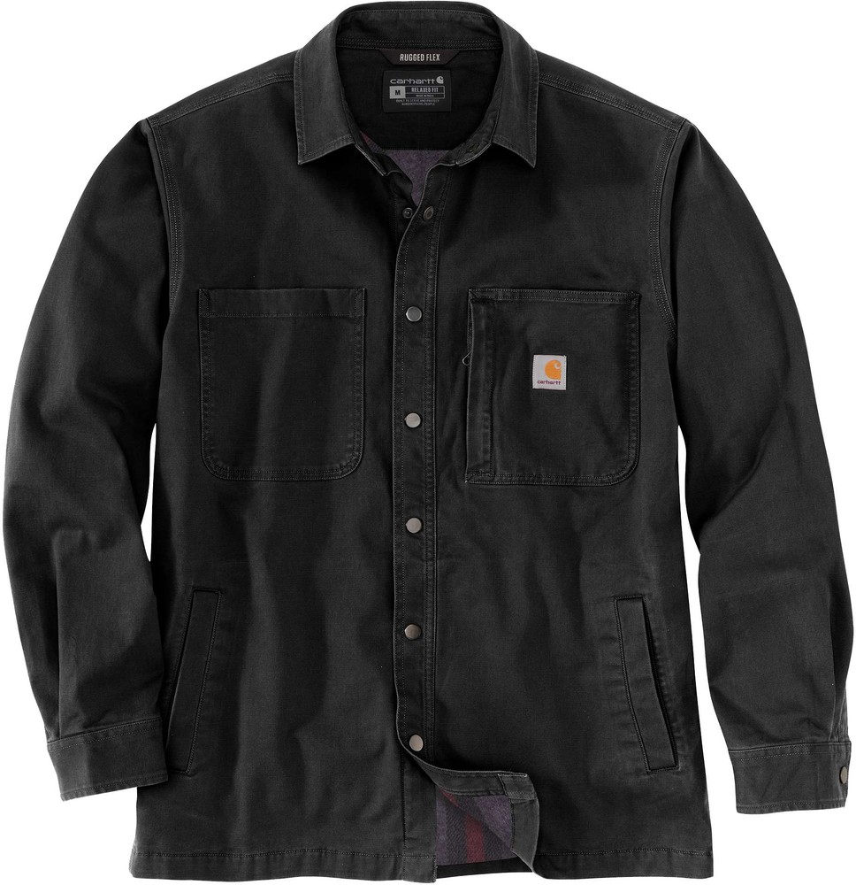 CarharttJackeFleeceLinedSnapFrontShirtJacBlack