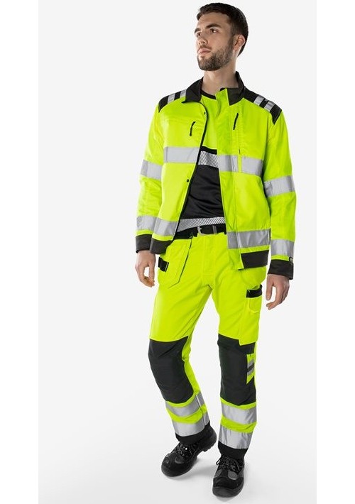 FristadsHighVisGreenHandwerkerhoseKl22641GPLUWarnschutz-GelbMarine