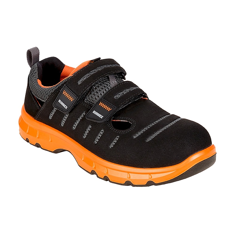 RUNNEXS1P-ESD-SicherheitsklettsandaleFlexStarSchwarzOrange-36