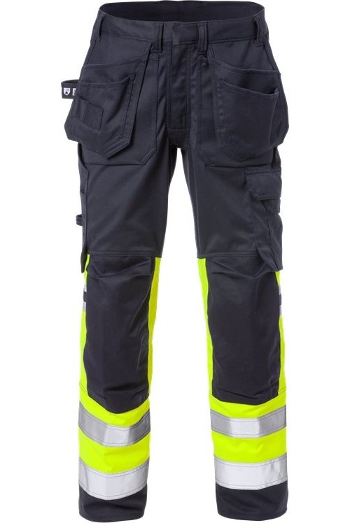 FristadsFlamestatHighVisStretch-HandwerkerhoseDamenKl12171ATHFWarnschutz-GelbMarine