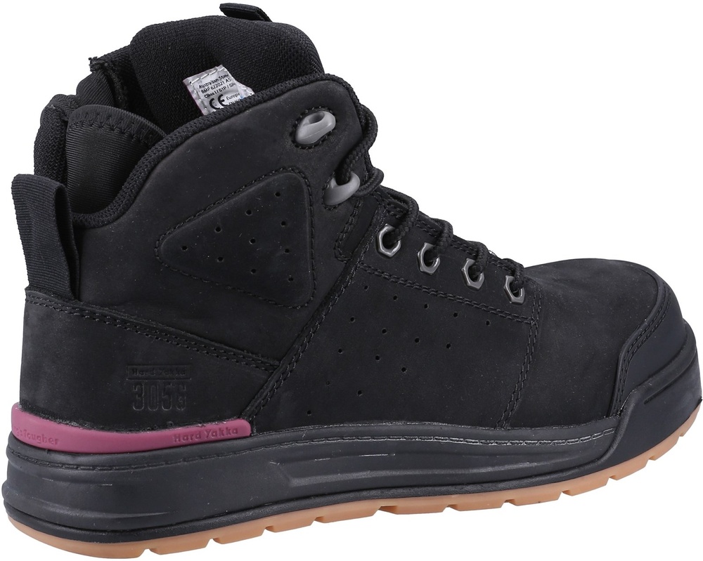 HardYakkaDamenSicherheitsschuhe3056LaceZipBootS1PY60333Black-36UK3EU36