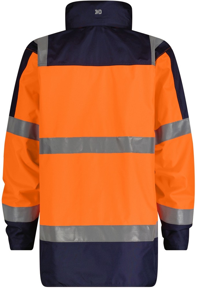 DassyWarnschutzRegenjackeWarnschutzRegen-ParkaAtlantisPES70NeonorangeDunkelblau-4XL