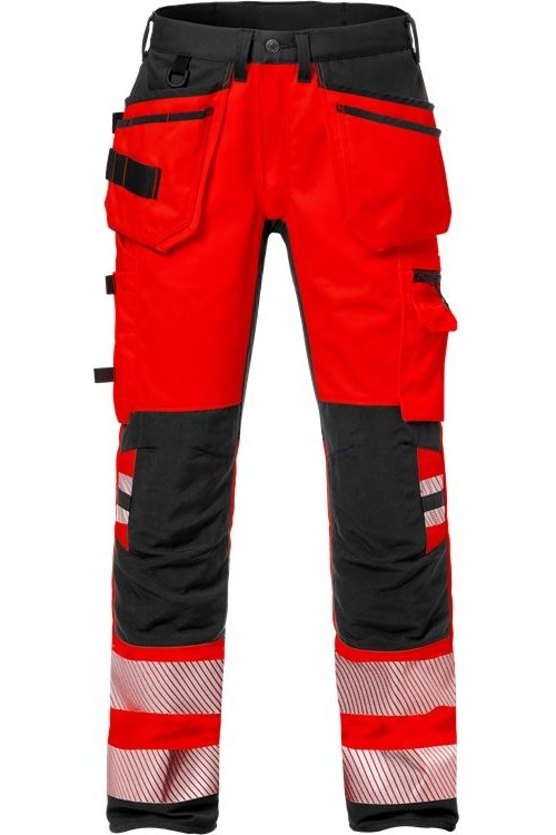 FristadsHighVisHandwerkerStretch-HoseKl22707PLUWarnschutz-RotSchwarz