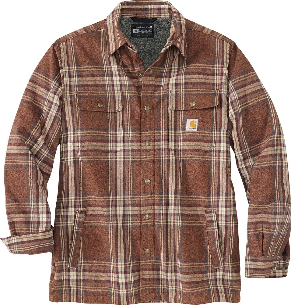 CarharttJackeFlannelSherpaLinedShirtJacBurntSienna