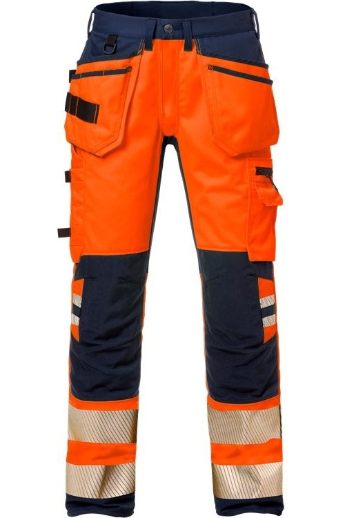 FristadsHighVisHandwerkerStretch-HoseDamenKl22710PLUWarnschutz-OrangeMarine
