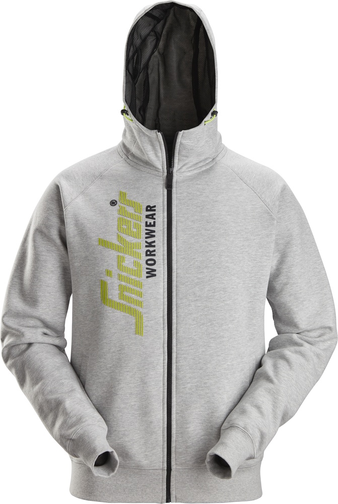 SnickersWorkwearLogoHoodiemitReiverschluss2846Grau-XS