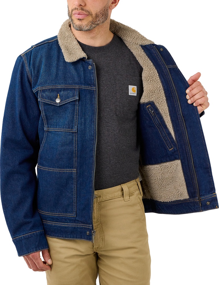 CarharttJackeRelaxedDenimSherpaLinedJacketBeech