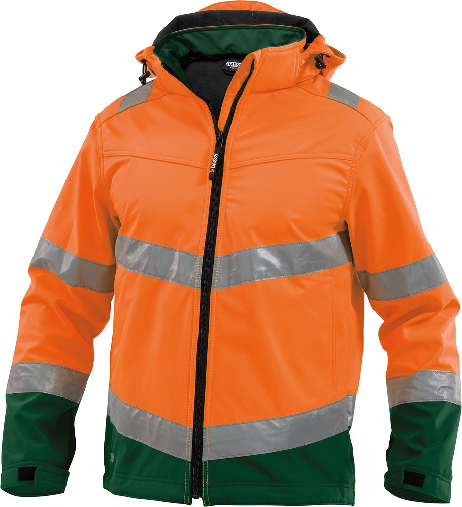 DassyWarnschutzSoftshell-JackeMalagaPES74NeonorangeFlaschengrn