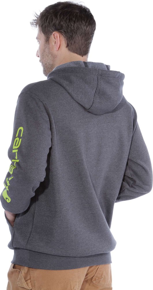CarharttSweatshirtSleeveLogoHoodedSweatshirtCarbonHeather