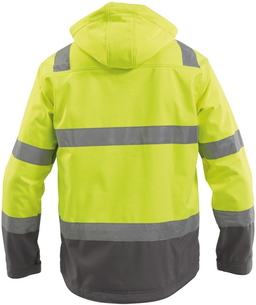 DassyArbeitsjackeWarnschutzSoftshell-JackeMalagaPES74NeongelbZementgrau-4XL