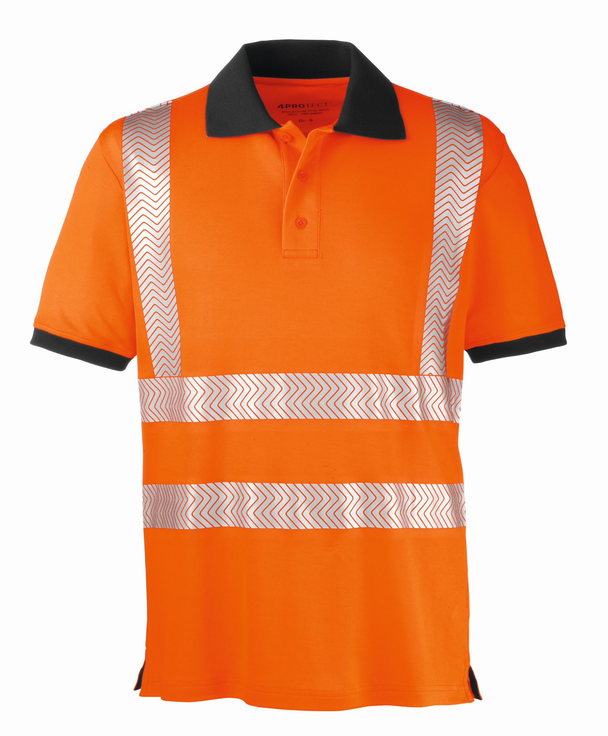 4PROTECTWarnschutz-Polo-ShirtOrlandoLeuchtorangeGrau