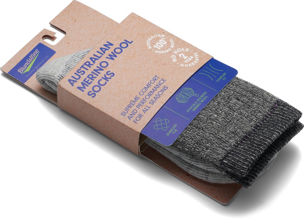 BlundstoneSockenGreyandBlackMid-WeightMerinoWoolSocks