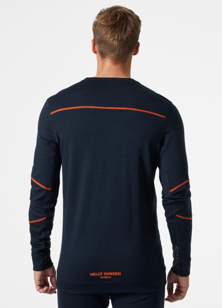 HellyHansenLongsleeveLifaMerinoCrewneckNavyDarkOrange-XS