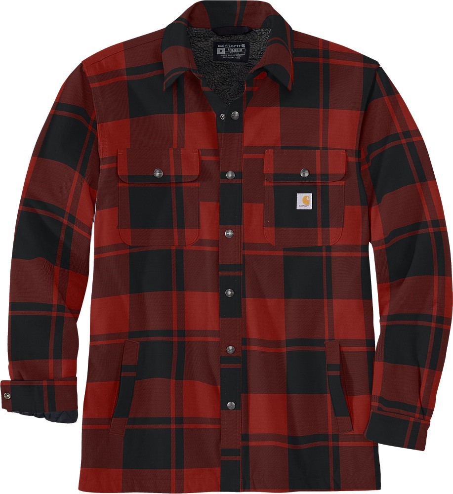 CarharttJackeFlannelSherpa-LinedShirtJacRedOchre