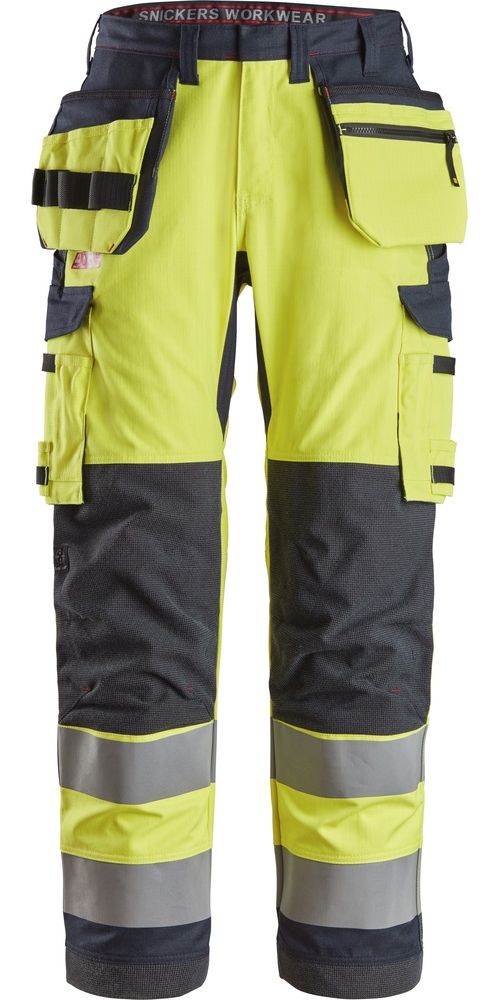 SnickersWorkwearProtecWorkArbeitshosemitHolster-undBeintaschenKl26261Hv-Gelb-Navy-44