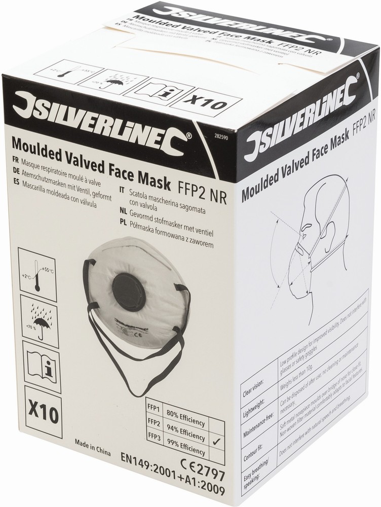 SilverlineMundschutzFFP-2-NR-AtemschutzmaskenmitVentilgeformt10er-PckgFFP-2-NR