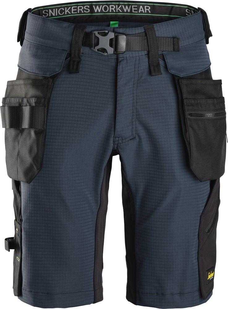SnickerskurzeArbeitshoseFlexiWorkShortsmitabnehmbarenHolstertaschenNavySchwarz