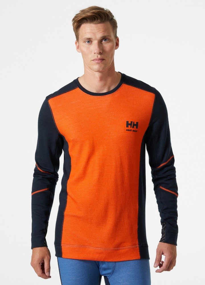 HellyHansenLongsleeveLifaMerinoCrewneckNavyDarkOrange-XS