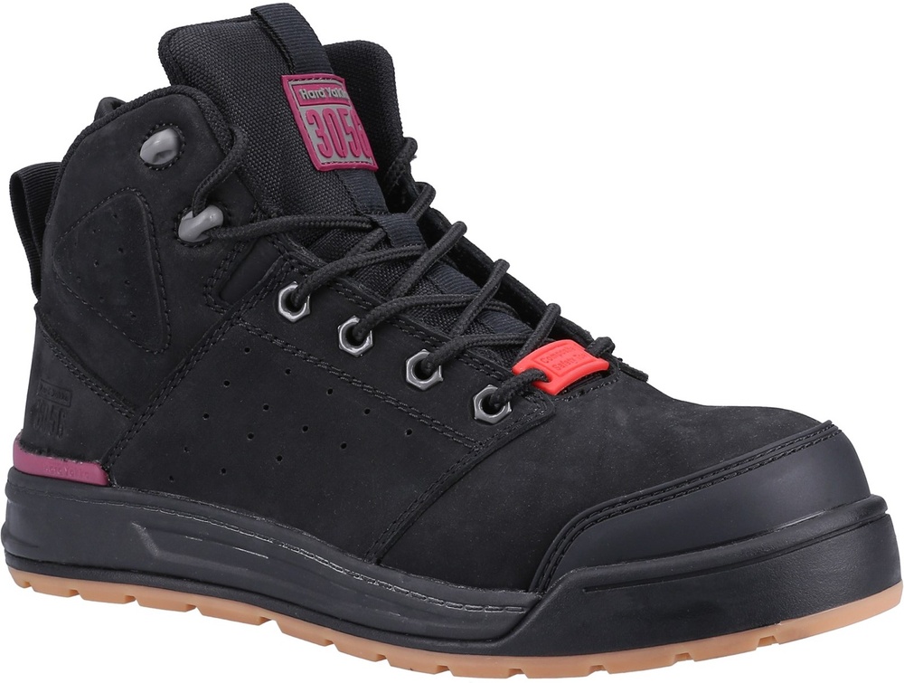 HardYakkaDamenSicherheitsschuhe3056LaceZipBootS1PY60333Black-36UK3EU36