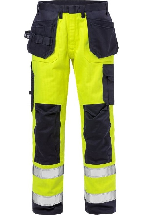 FristadsFlameHighVisHandwerkerhoseKl22584FLAMWarnschutz-GelbMarine