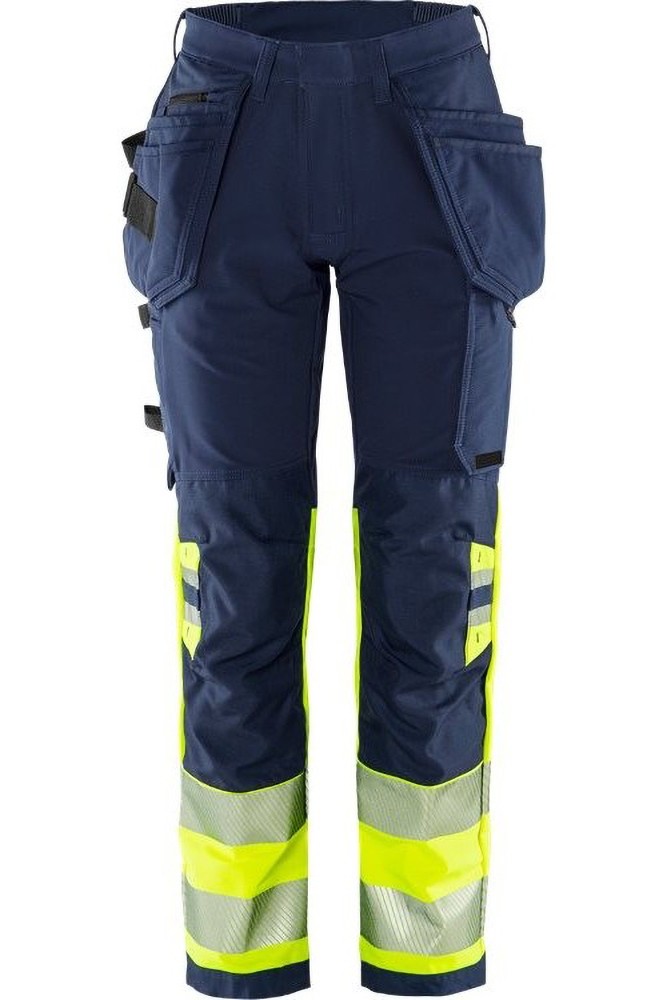 FristadsHighVisGreenHandwerkerStretchhoseDamenKl12663GSTPWarnschutz-GelbMarine