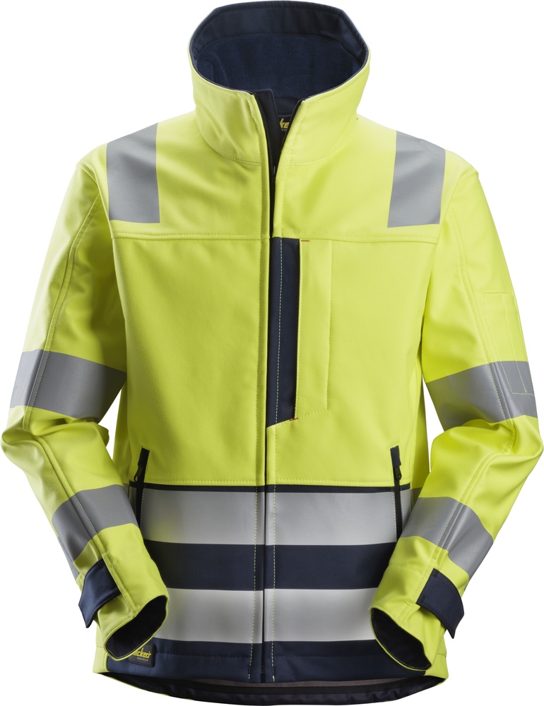 SnickersWorkwearProtecWorkHigh-VisSoftshellArbeitsjackeKl31260Hv-Gelb-Navy-XS