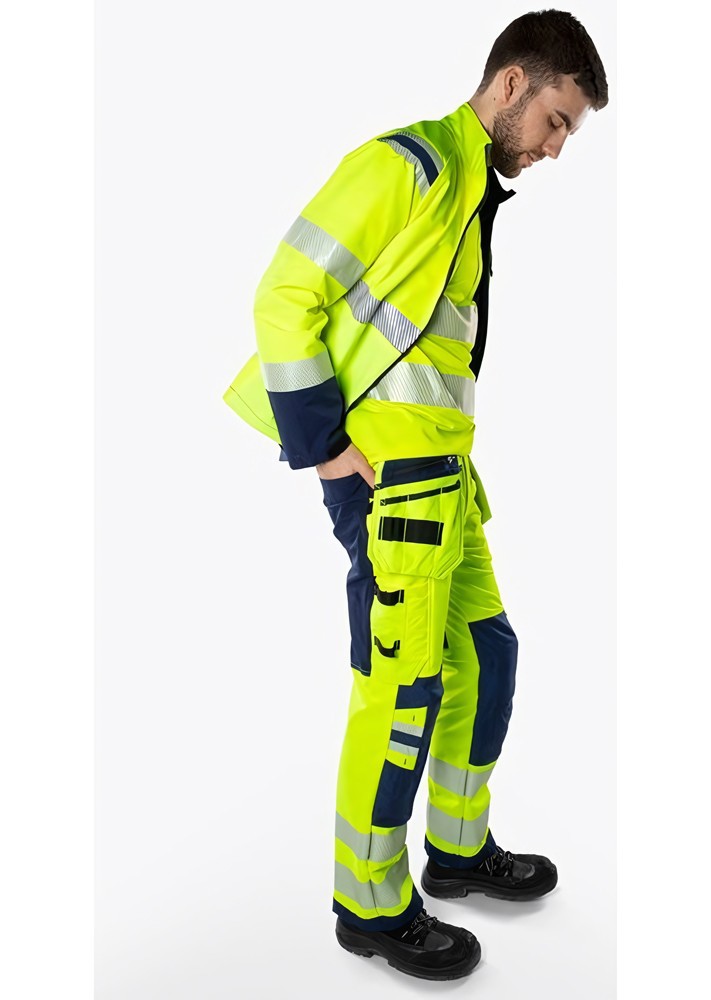 FristadsHighVisGreenHandwerkerStretchhoseKl22644GSTPWarnschutz-GelbMarine