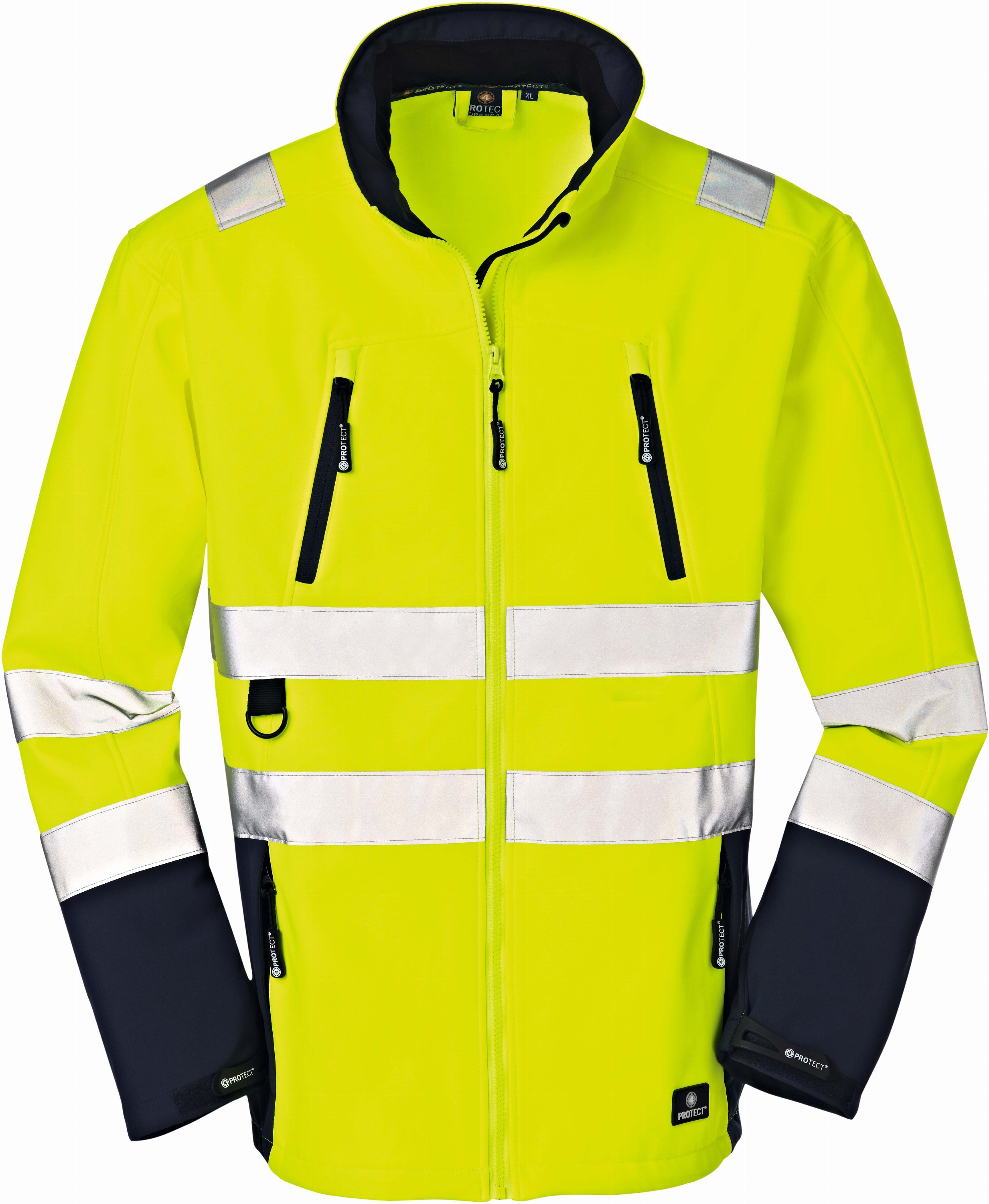 4PROTECTWarn-Wetterschutz-Softshell-JackePittsburghLeuchtgelbNavy