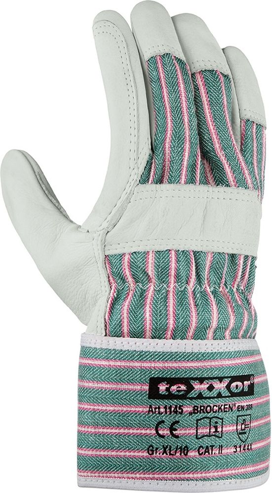 teXXorRindvollleder-HandschuheBrocken12Stck1145LederNaturDrellGrnRot-10