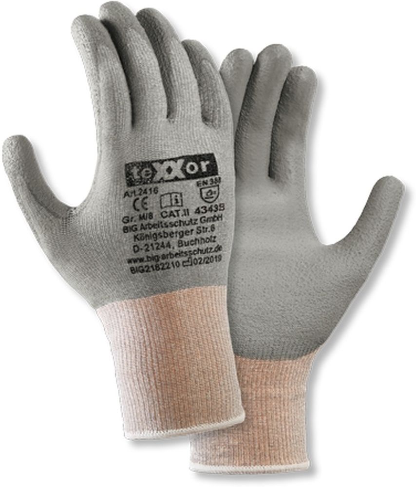 teXXorSchnittschutz-StrickhandschuhePu-Beschichtung12Stck2416GrauGrau-6