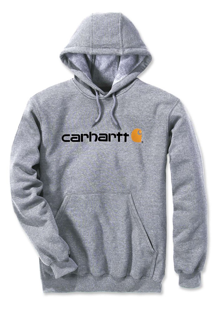 CarharttHerrenSweatshirtSignatureLogoHoodedSweatshirtHeatherGrey-XS
