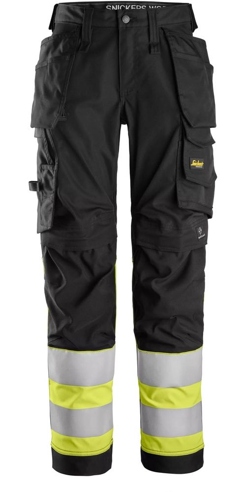 SnickersWorkwearHigh-VisClass1DamenStretchHosemitHolstertKl16734Schw-Hv-Gelb-18