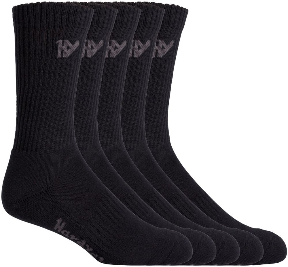 HardYakkaSockenCrewFivePackWorksockG20035Black-OneSize