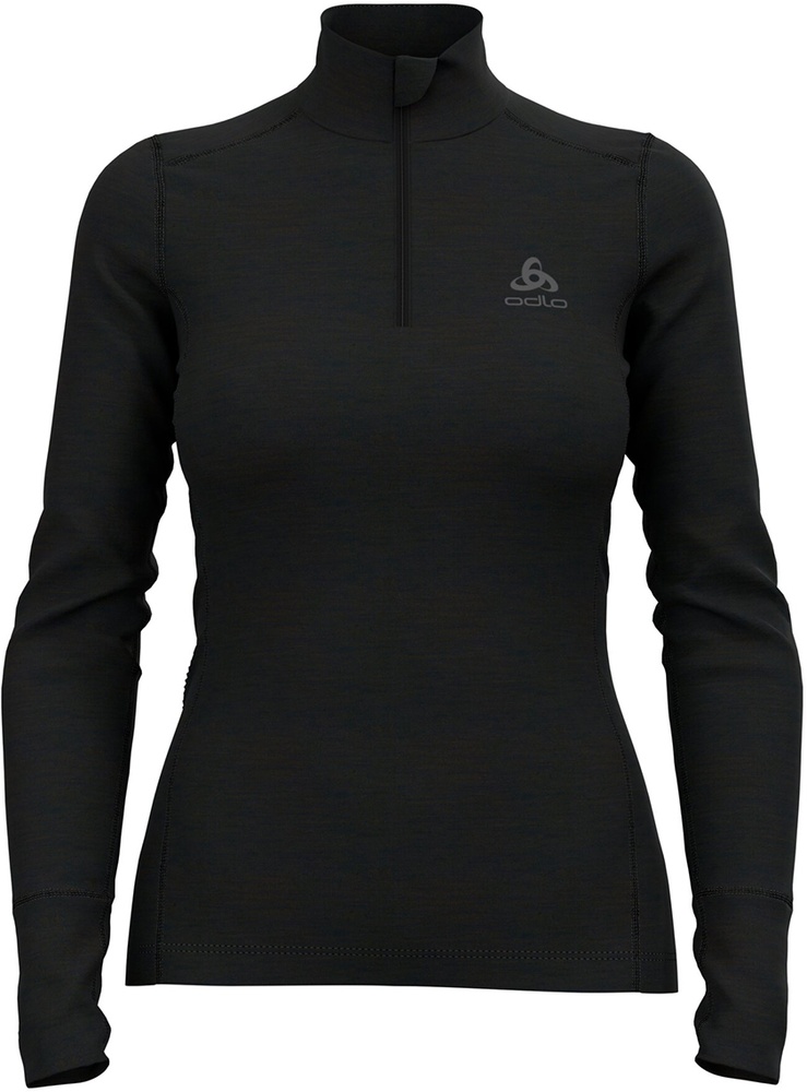 OdloDamenBlTopTurtleNeckLSHalf-ZipMerino2111501Black-L