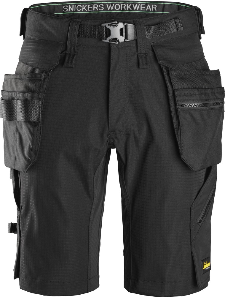 SnickerskurzeArbeitshoseFlexiWorkShortsmitabnehmbarenHolstertaschenSchwarz