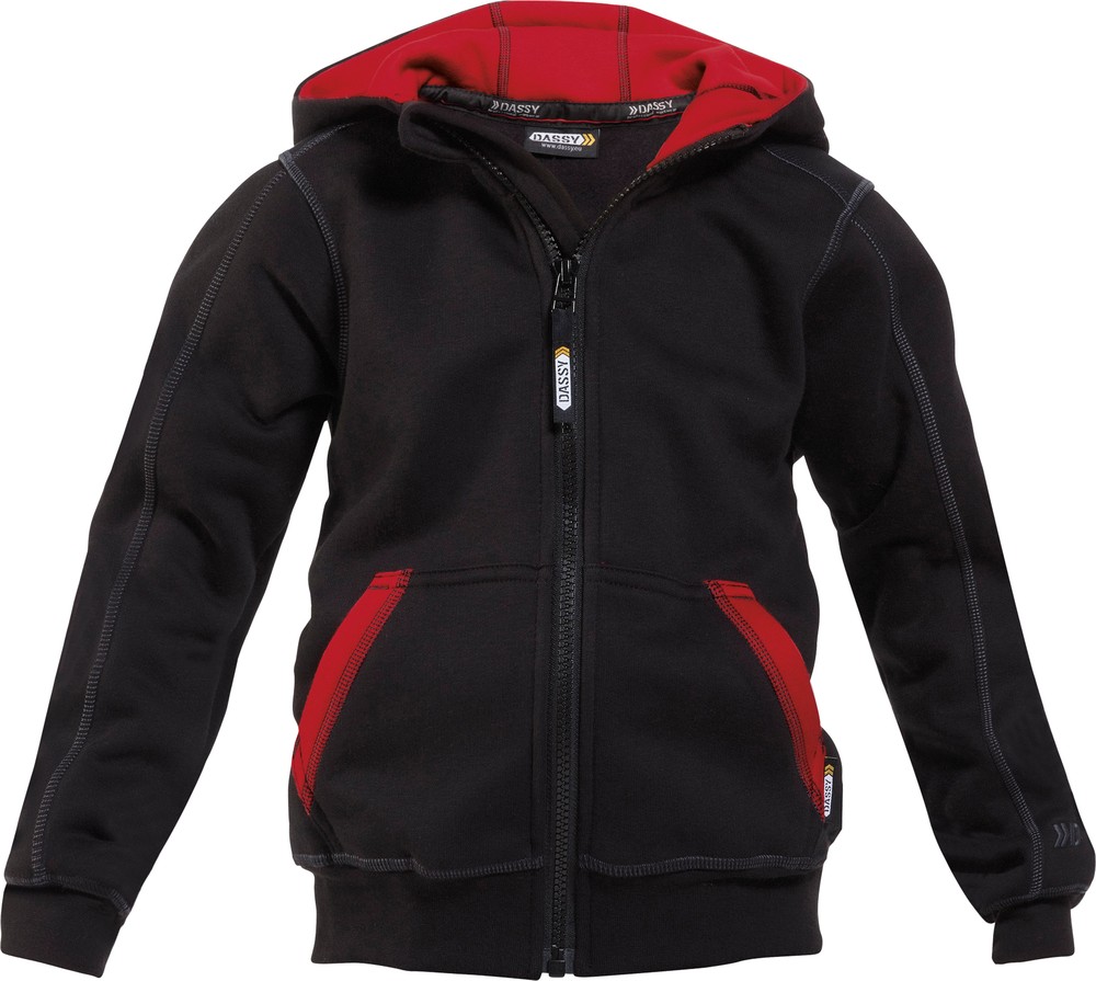 DassyKapuzensweatshirtmitlangemReiverschlussWatsonKidsCOPES80SchwarzRot