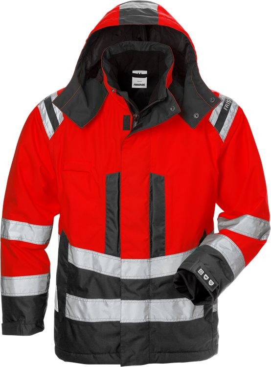 FristadsHighVisAirtechWinterjackeDamenKl34037GTTWarnschutz-RotSchwarz