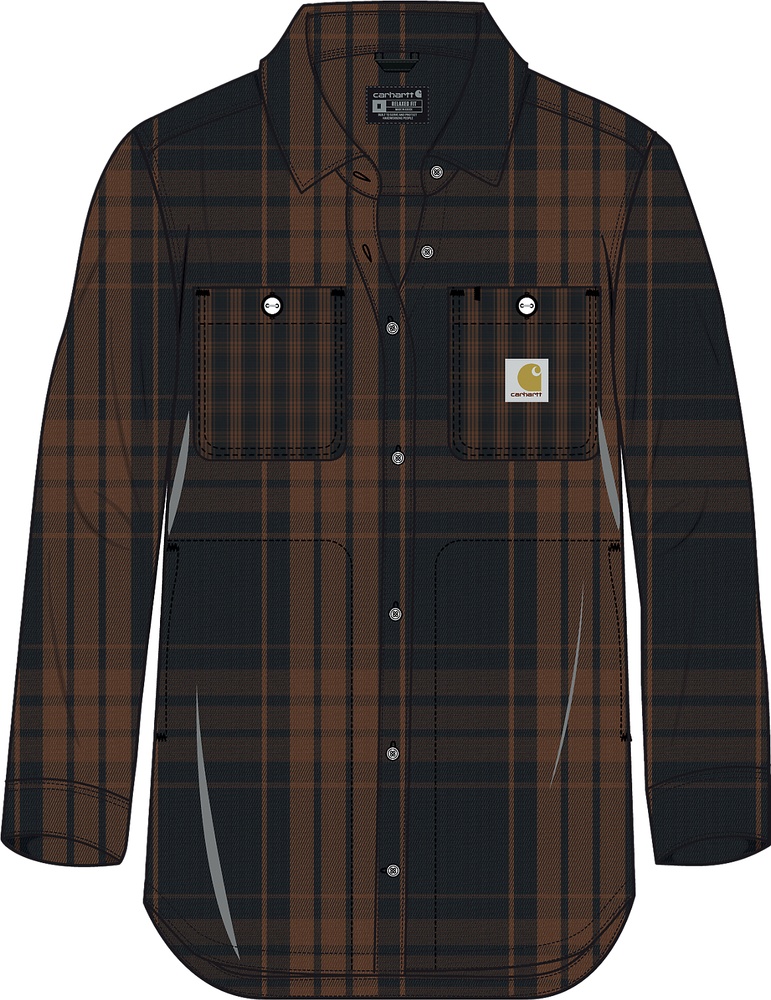 CarharttDamenLooseFitTwillPlaidShirt107136Black-L