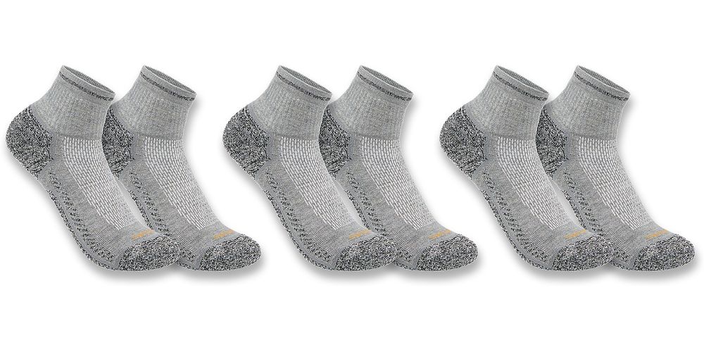 CarharttSockenForceMidweightQuarterSock3PairSQ5283MHeatherGray-L