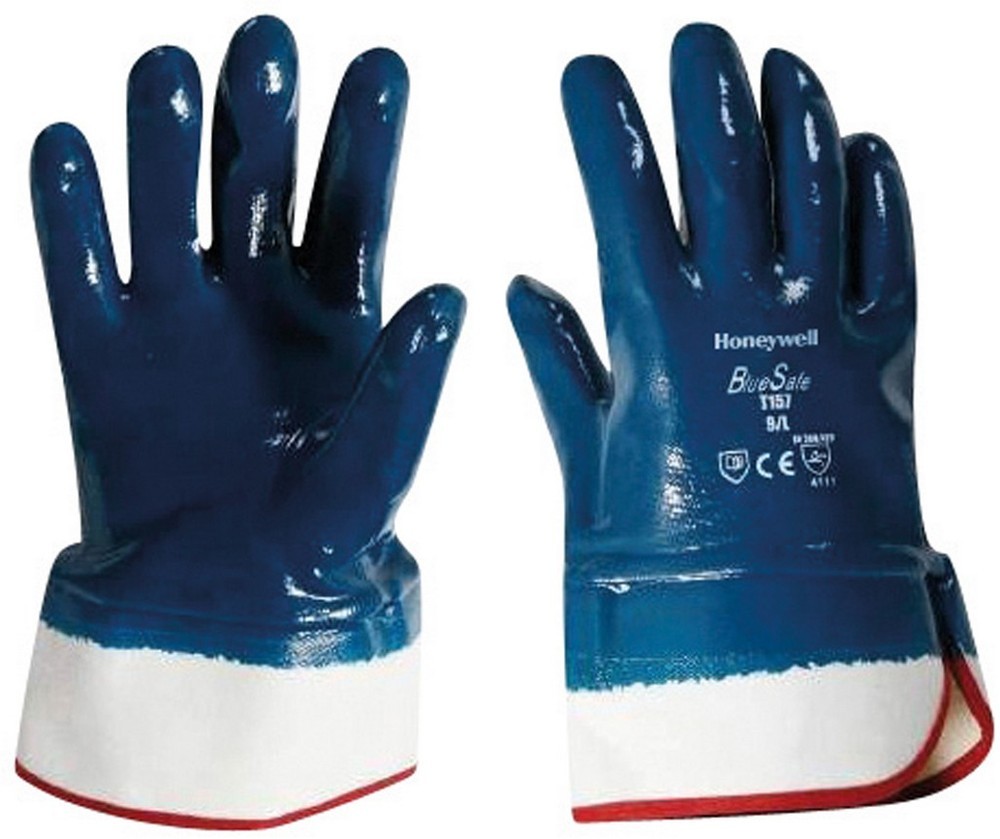 HoneywellArbeitshandschuheSchutzhandschuhausBaumwollemitNitrilbeschichtungfrallgemeinesHandlingT157BluesafeManchet